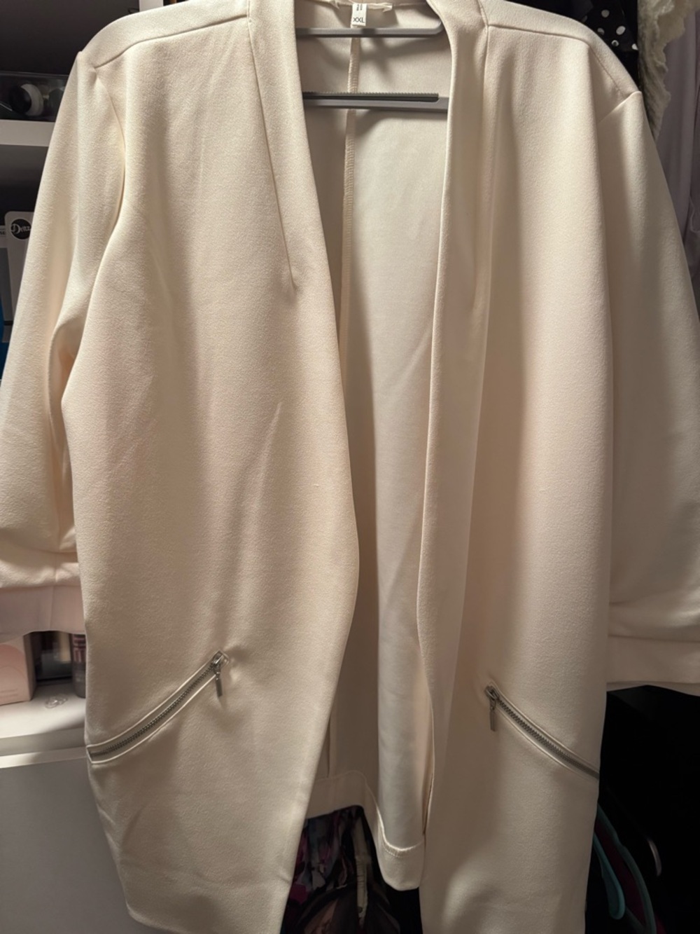 Maurices Cream Open-Front Blazer with Zipper Pockets